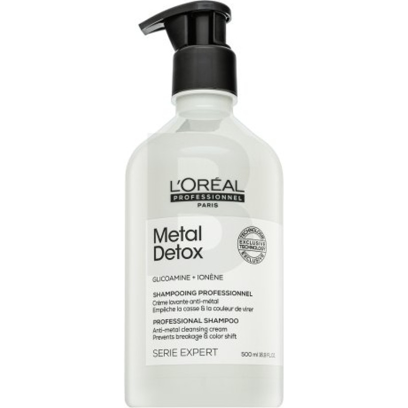 L´oréal Professionnel Série Expert Metal Detox Professional Šampūns pret metālu attīrošs krēms šampūns krāsotu matu spīdumam un aizsardzībai 500 ml