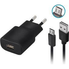 Forever TC-01 charger 1x USB 2A black + microUSB cable