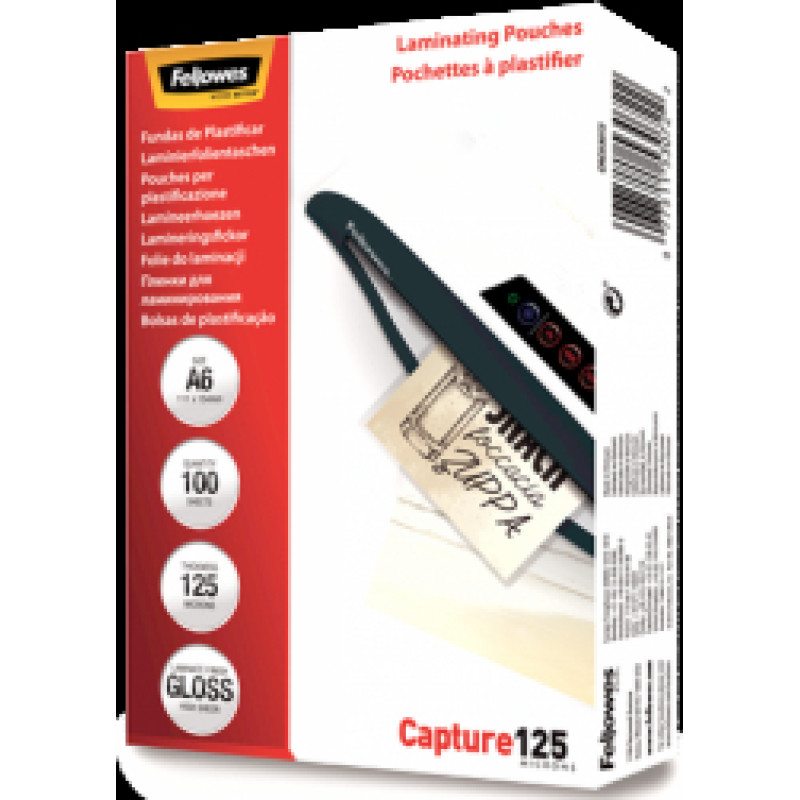 Laminēšanas plēve Fellowes A6 Glossy 125 Micron Laminating Pouch - 100 pack