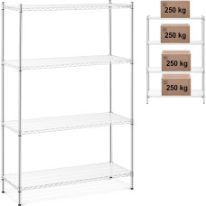Royal Catering Hromēts ažūra darbnīcas plaukts 4 plaukti + 4 paklājiņi līdz 1 t 1000 kg 120x45x180 cm