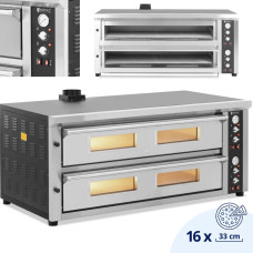 Royal Catering Dubultā picas krāsns ar šamotu 16 picām, diametrs 33cm 400V 16800W