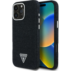 Case Guess Denim Triangle Logo MagSafe for iPhone 16 Pro black