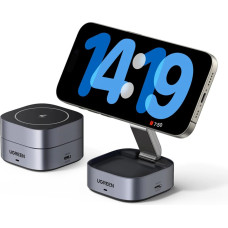 Ugreen 3in1 MagSafe Qi induktīvā lādētājs tālruņa austiņām ar USB-C portu - melns