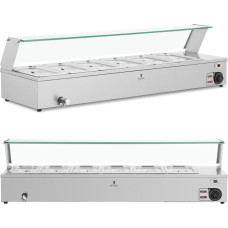 Royal Catering Bain-marie ēdiena sildītājs sildošais bufete ar vāku 6 x GN 1/3 2100 W