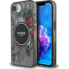 Case Guess IML Flowers MagSafe for iPhone 16e black