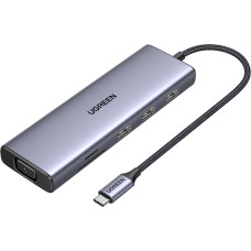 Ugreen CM498 15600 USB-C adapter - 3x USB-A 3.0 | HDMI | VGA | RJ45 | SD | TF card reader | USB-C PD - gray