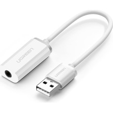 Ugreen Adapteris USB-A (vīrietis) - mini ligzda 3,5 mm (sieviešu) - balts