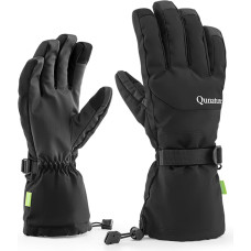 Qunature Slēpošanas cimdi ūdensizturīgs skārienekrāns telefonam Finger Style izmērs L - melns