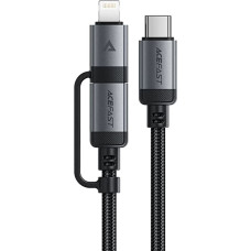 Acefast Kabelis USB-C — USB-C / Lightning 60 W 480 Mb/s 3A 1,2 m — melns