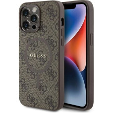 Guess 4G Collection Leather Metal Logo MagSafe Case for iPhone 13 Pro Max - Brown