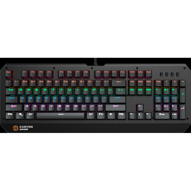 Canyon Hazard GK-6  Wired multimedia gaming keyboard with lighting effect  108pcs rainbow LED  Numbers 104keys  RU+EN double injection layou