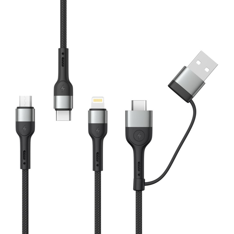 XO cable NB254 6in1 USB - USB-C + USB-C + microUSB + Lightning 1,2m black