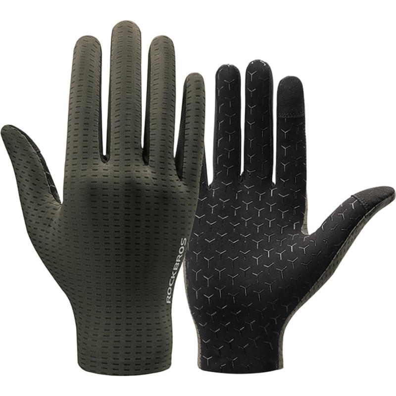 Rockbros Breathable Full Finger Cycling Gloves, Size: S - Green