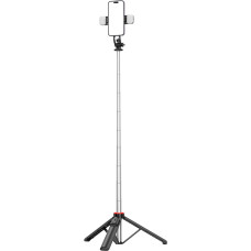 Hurtel Selfie stick teleskopisks ar tālvadības pulti + 2x LED lampas statīva statīvs tālrunim 1,3m - melns
