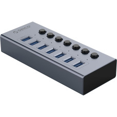 Orico BT2U3-7AB centrmezgls ar 7x USB-A slēdžiem — pelēks