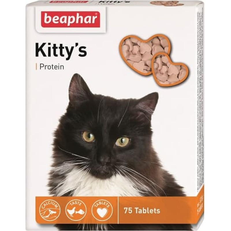 Beaphar Vitamīni kaķiem : Beaphar KITTY'S + Protein (Fish), 180tab.