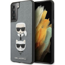 KLHCS21MSAKICKCSL Karl Lagerfeld Saffiano K&C Heads Cover for Samsung Galaxy S21+ Silver