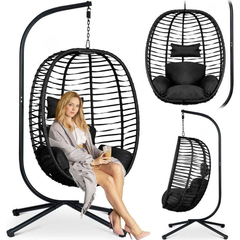 Sofotel Toskana melns piekarināms dārza krēsls + melni spilveni