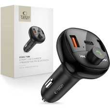 Tech-Protect CC06 3-port PD72W car charger with transmitter - black