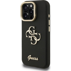 Guess PU Grained 4G Logo Stand Camera Frame Case for iPhone 16 Pro Black