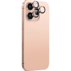 Amazingthing AR Aluminum 3 Lens Glass with Camera Lens Frame for iPhone 16 Pro | 16 Pro Max - Rose Gold