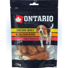 Ontario Gardums suņiem : Ontario Chicken Jerky & Calcium Bone, 70g