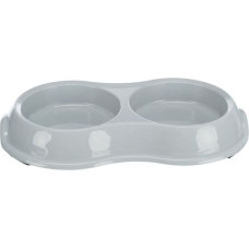 Trixie Bļoda dzīvniekiem, plastmasa - Trixie Double bowl, light-weight version, 2 × 0.2 l|ø 11 cm|26 × 4 × 14 cm