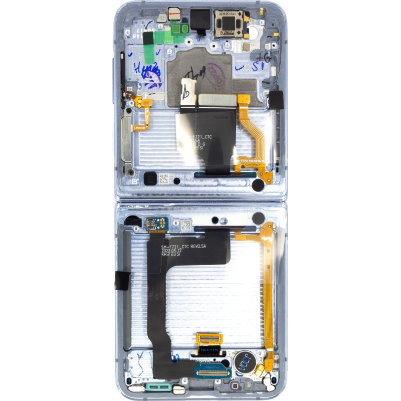 LCD display + Touch + Front Cover Unit Samsung F721 Galaxy Z Flip 4 5G Blue (Service Pack)