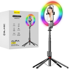 Blavec Selfie Ring lamp Aluminium Aura LED RGB Ring P50 25cm tripod + remote control + 2,3 metres (RLP50-TRB23) black