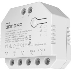 Sonoff 2-kanālu WiFi viedslēdzis ar jaudas mērīšanu, balts (DUALR3)