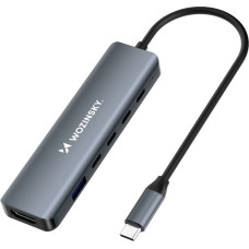 USB-C 6 in 1 Hub Wozinsky WHBC10Y4S Multifunctional, Aluminum, with 25 cm Cable - Gray