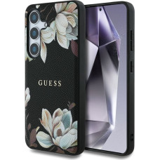 Etui Guess Grained Printed Flower         Pattern MagSafe do Samsung Galaxy S25 czarny