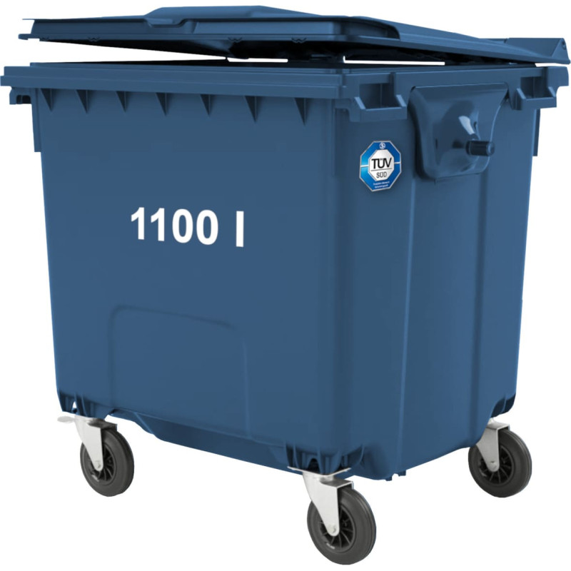 Gsg24 Konteiners sadzīves atkritumiem PZH EN 840-2 DIN 1100L - zils
