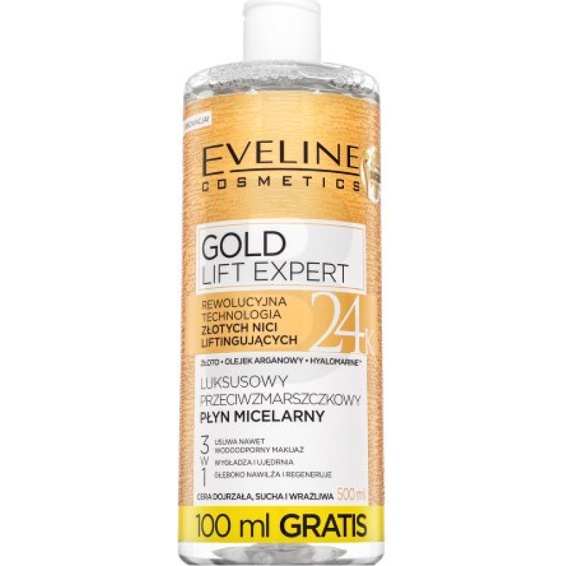 Eveline Gold Lift Expert odličovací micelární voda Anti-age Micellar Water 500 ml