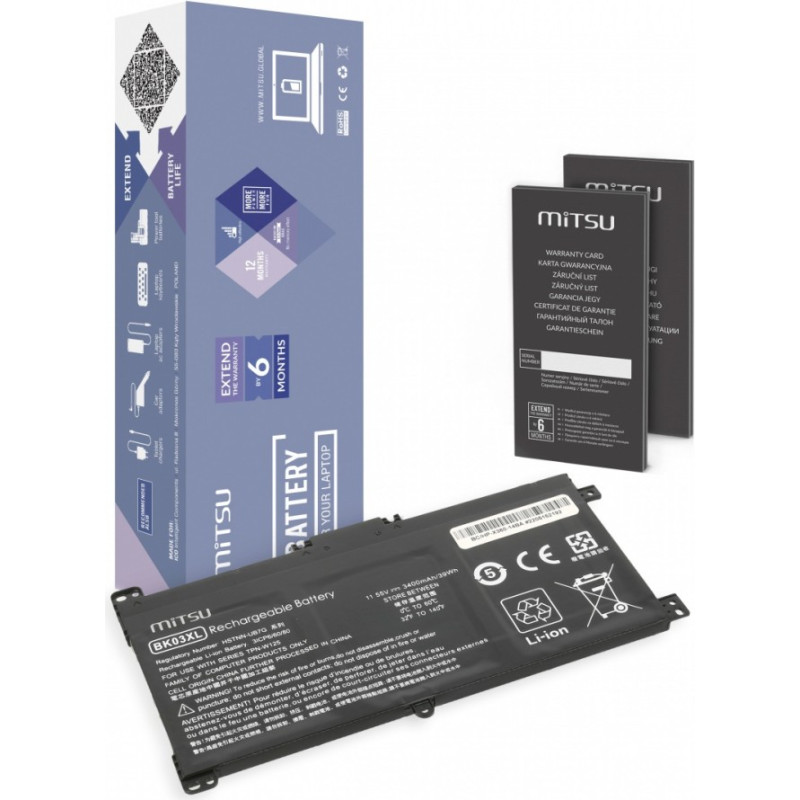 Mitsu Battery Battery for HP Pavilion X360 14-BA 3400 mAh (39 Wh) 11.55 Volt