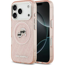 Karl Lagerfeld IML Glitter Karl & Choupette Heads Logo MagSafe Case for iPhone 17 Pro Pink