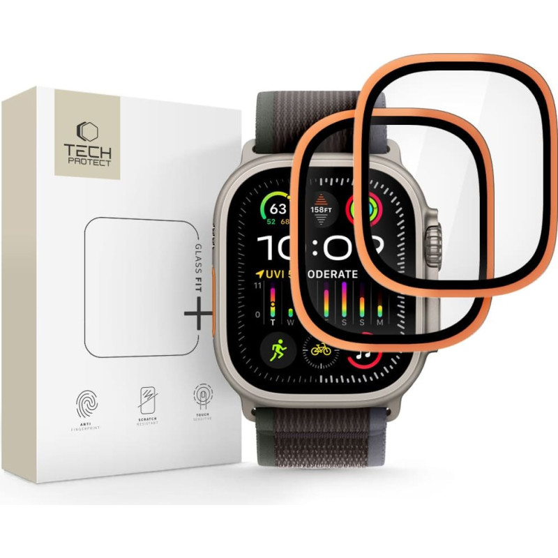 SZKŁO HARTOWANE TECH-PROTECT GLASS RING 2-PACK APPLE WATCH ULTRA 1 | 2 | 3 (49 MM) COSMIC ORANGE
