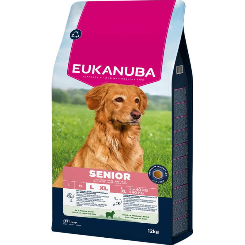 Eukanuba Sausa barība suņiem - Eukanuba Senior Large Lamb and Rice, 12 kg