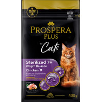 Prospera Plus Barība kaķiem – Prospera Plus Sterilized 7+ Chicken Weight Balance, 0,4 kg