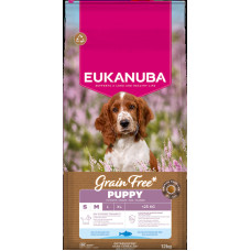 Eukanuba Sausa barība kucēniem - Eukanuba Puppy&Junior, Small&Medium, GRAIN FREE OCEAN FISH 12 kg