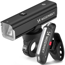 Wozinsky Uzlādējamu velosipēda lukturu komplekts priek&scaron;pusē un aizmugurē 1000 lm