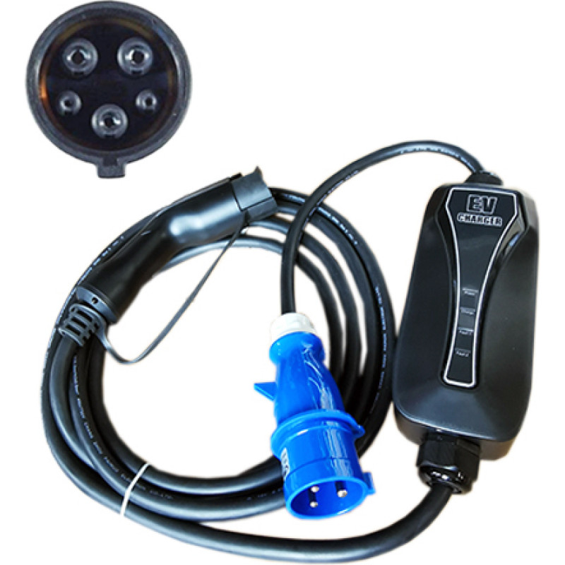 Hismart Elektroauto pārnēsājamais lādētājs 1. tips - CEE, 6-32A, 7.2kW, 1 fāzes, 5m