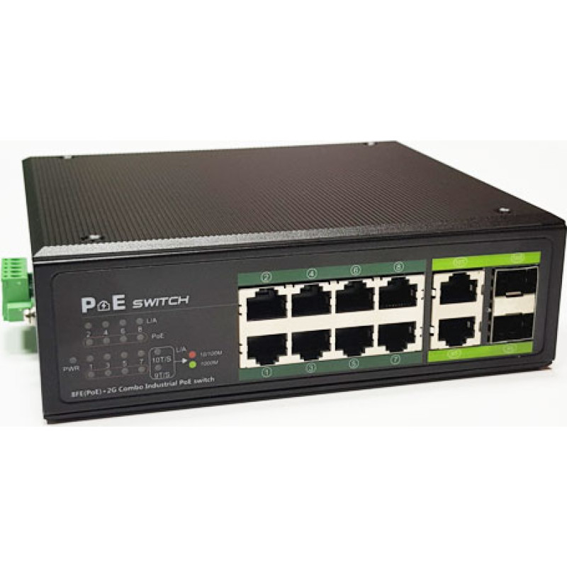 Extradigital PoE slēdzis 8 kanālu 100Mbps +2G aug&scaron;upsaite 2 SFP