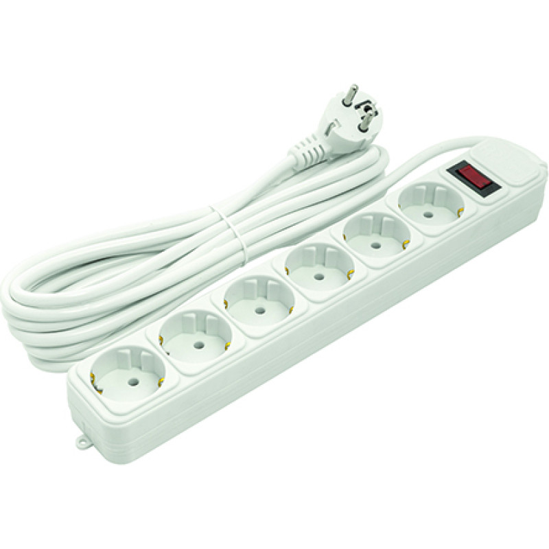 EXD Pagarinātājs 5 m, 6 rozetes, ar slēdzi