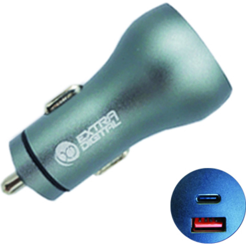 Extradigital Automa&scaron;īnas lādētājs USB 3.0+ C tips: 12&ndash;24 V, 36 W, QC3.0+ PD