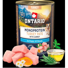 Ontario Konservi kucēniem - Ontario Puppy canned food, monoprotein turkey pāt&eacute; with carrots