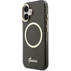 Guess IML Glitter Script Strap MagSafe Case for iPhone 17 Black