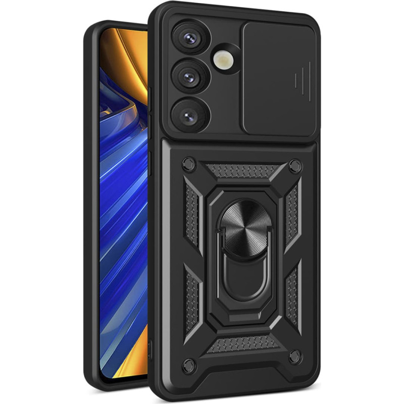 Hurtel Bruņots maciņ&scaron; ar kameras aizsarggredzenu priek&scaron; Samsung Galaxy S25 Hybrid Armor Camshield - melns