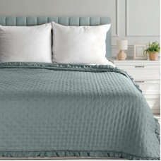 Dekoratīvs gultas pārklājs 200x220 Libi 3 salvijas krāsas ar volāniem