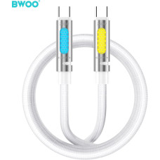 BWOO 240W Super Fast Charging Data Cable With RGB Light White X325C-C